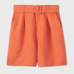 a new day orange belted high rise shorts